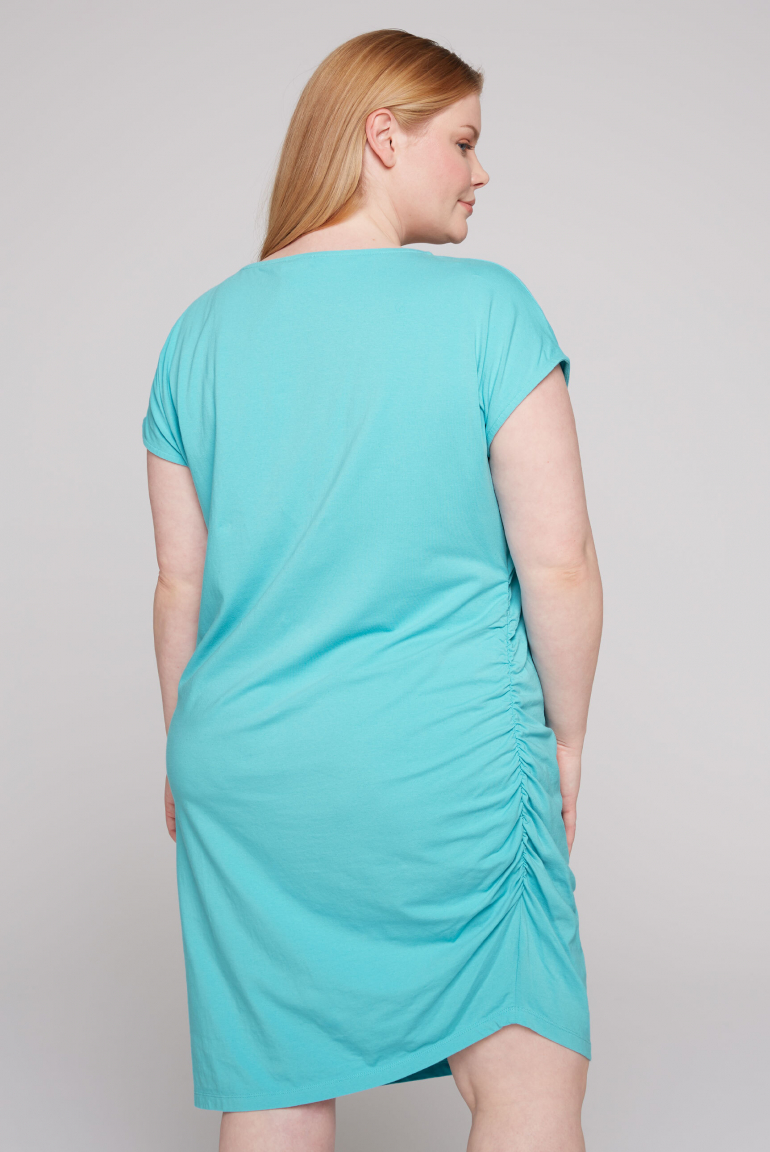 Jersey-Kleid mit seitlicher Raffung und Artwork