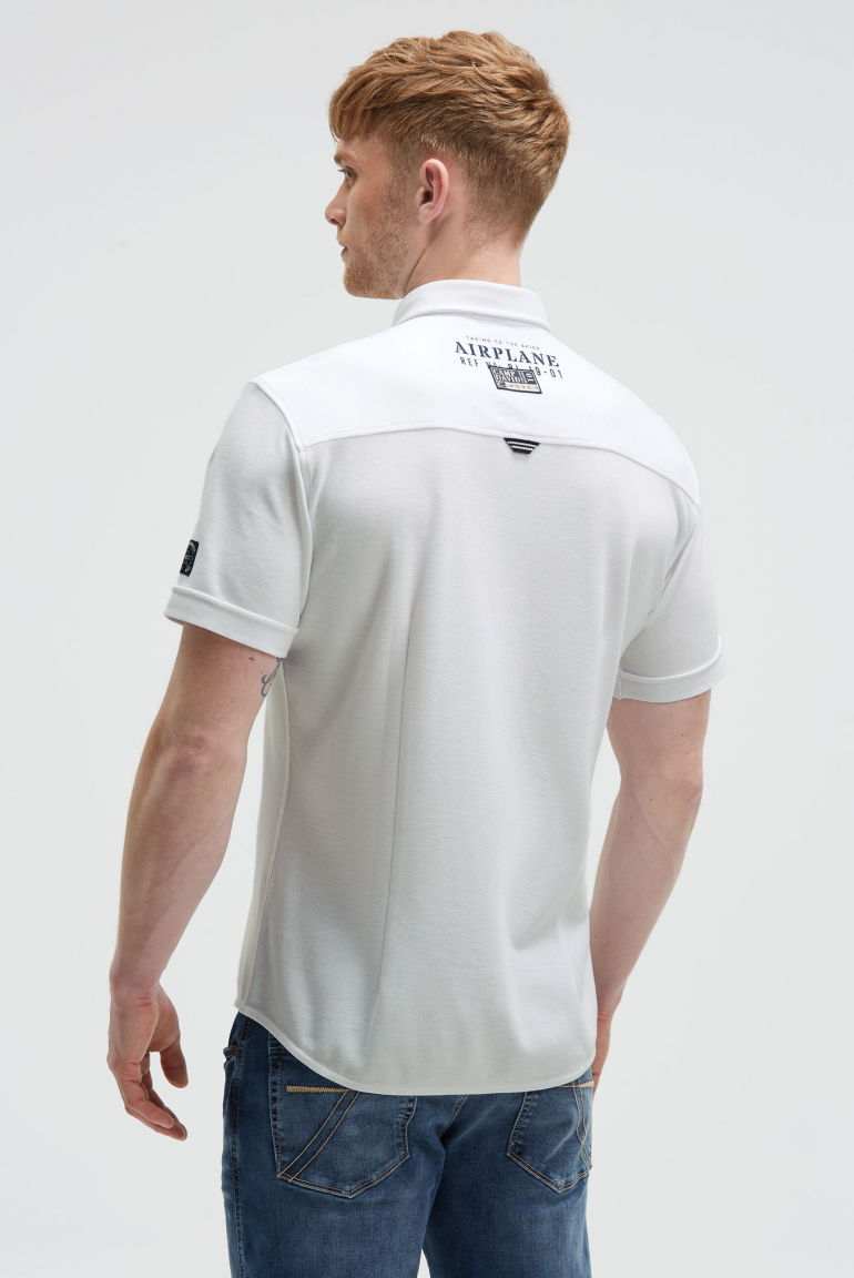 Kurzarmhemd aus Pikee mit Artworks und Brusttasche