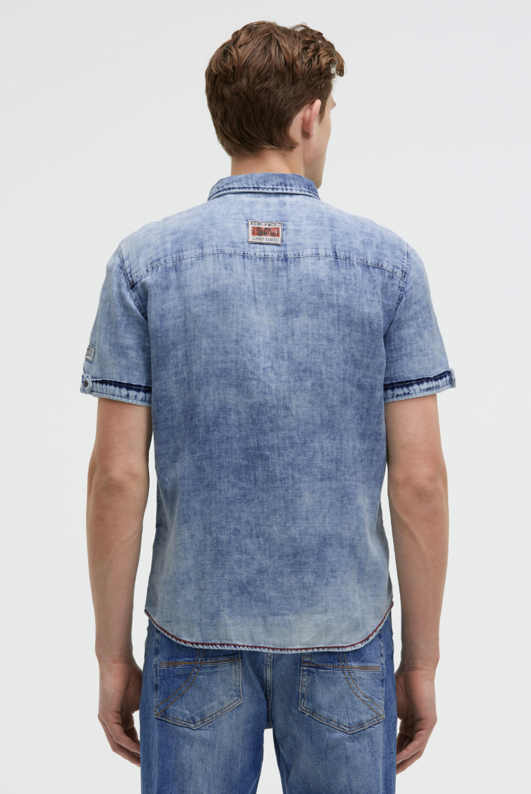 Kurzarmhemd im Denim Vintage Look