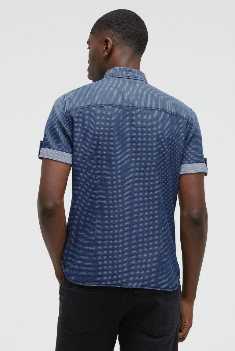 Kurzarmhemd im Jacquard Denim Look