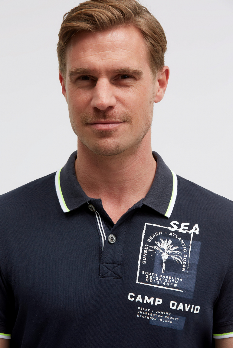 Kurzarmpolo mit Rücken-Print