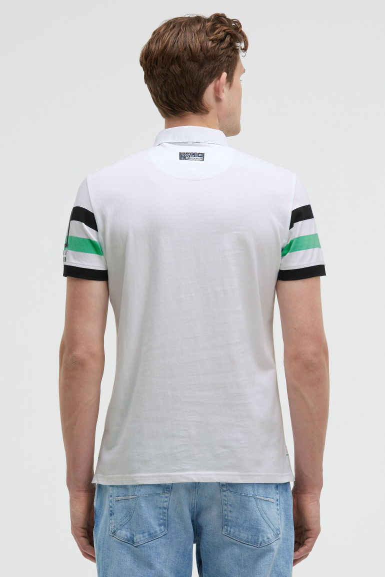 Kurzarmpolo mit Streifen-Design und Artworks