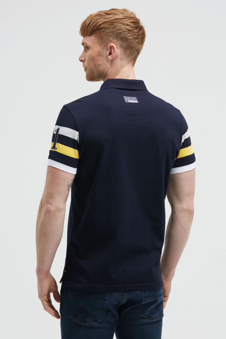 Kurzarmpolo mit Streifen-Design und Artworks