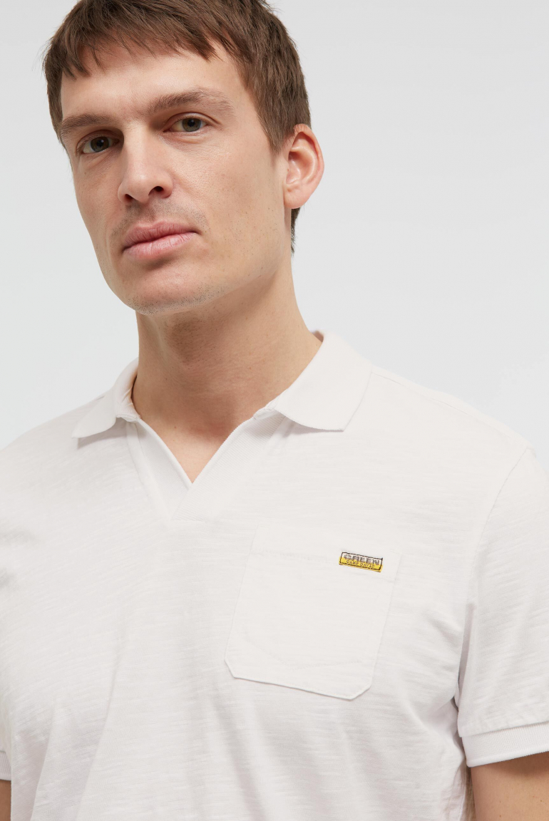 Kurzarmpolo mit V-Neck und Back-Print
