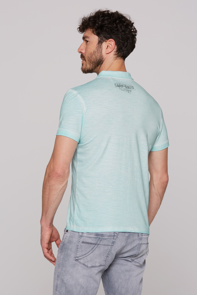 Kurzarmpolo Oil Dyed mit Logo Prints
