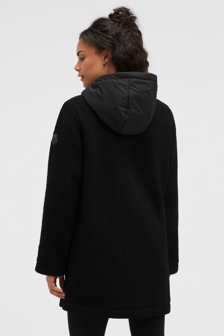 Kurzmantel mit Bouclé-Optik und Kapuze