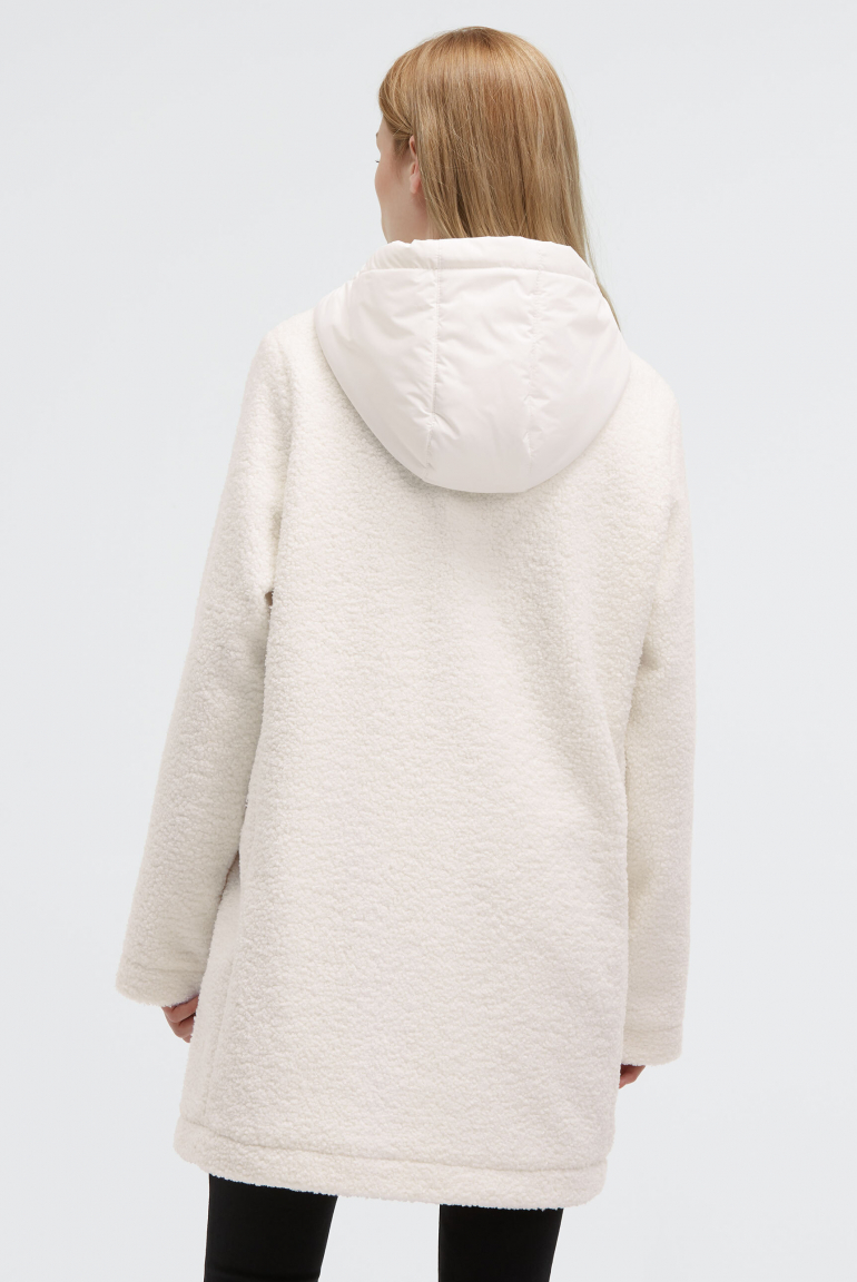 Kurzmantel mit Bouclé-Optik und Kapuze