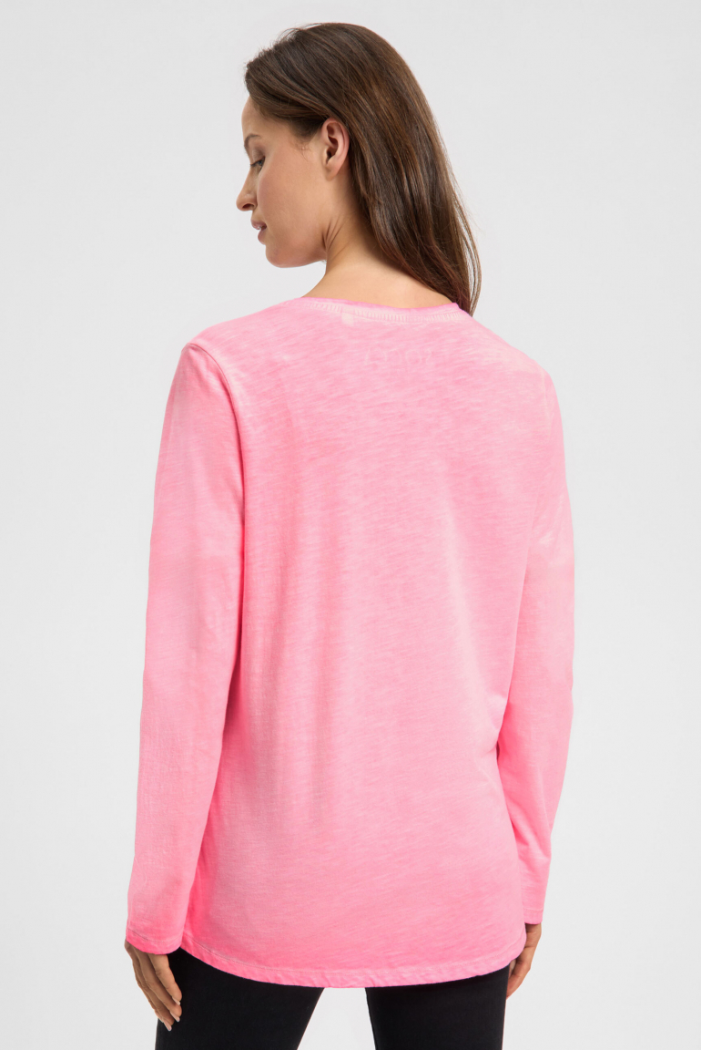 Langarmshirt mit Print und Schmucksteinen