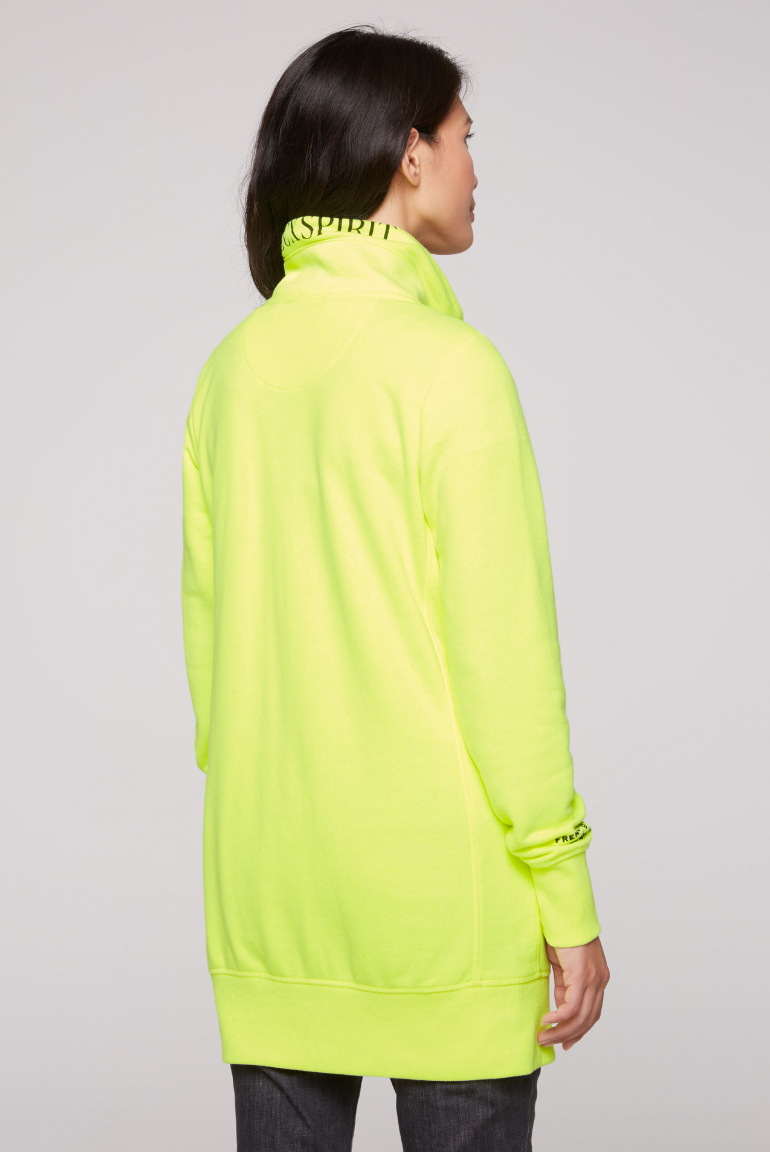 Lange Sweatjacke mit hohem Kragen