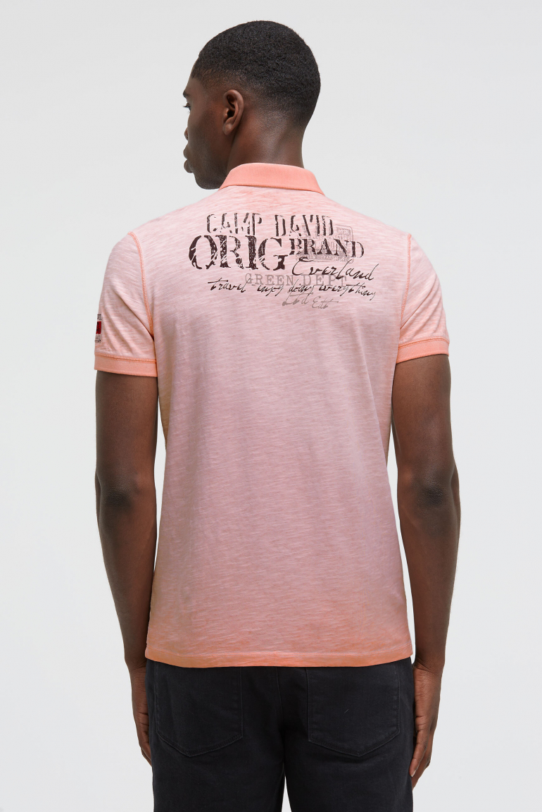 Poloshirt Oil Dyed mit Used Prints