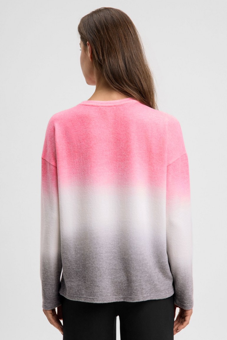 Pullover Dip Dye aus Flauschstrick mit Glitter-Logo