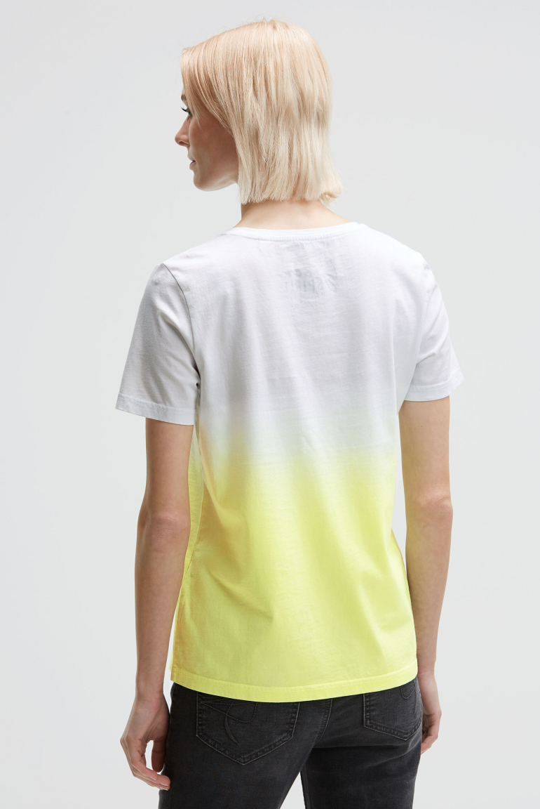 Rundhalsshirt Dip Dye mit Glitter Print
