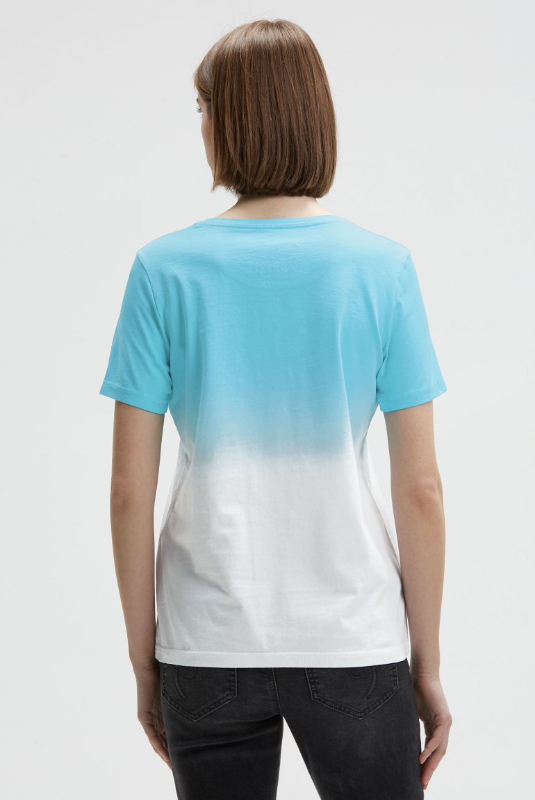 Rundhalsshirt Dip Dye mit Glitter Print