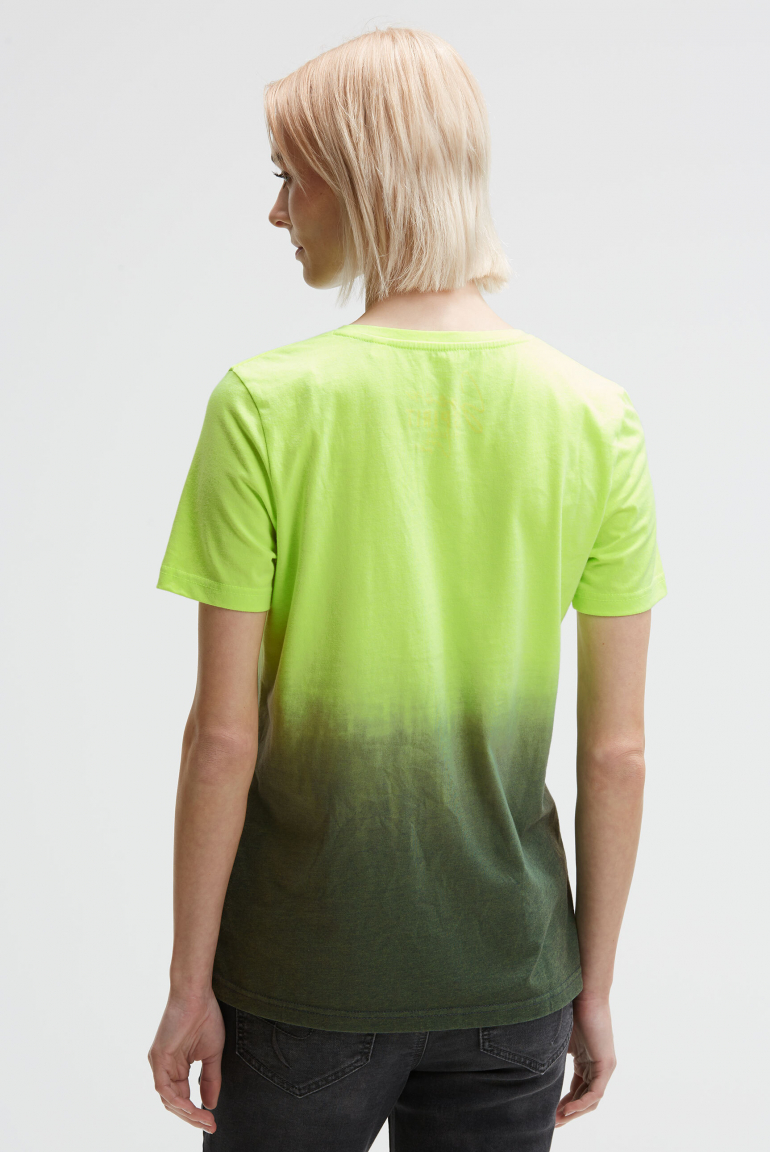 Rundhalsshirt Dip Dye mit Glitter Print