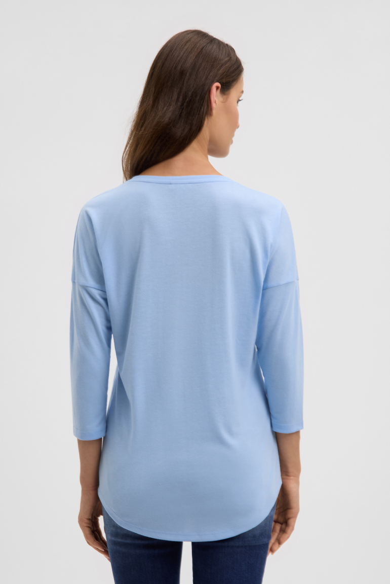 Rundhalsshirt mit Artwork und verkürzten Ärmeln