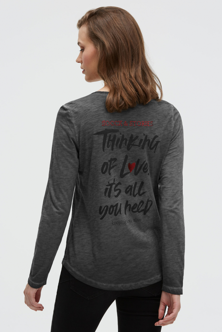 Serafino-Shirt mit Rücken-Print