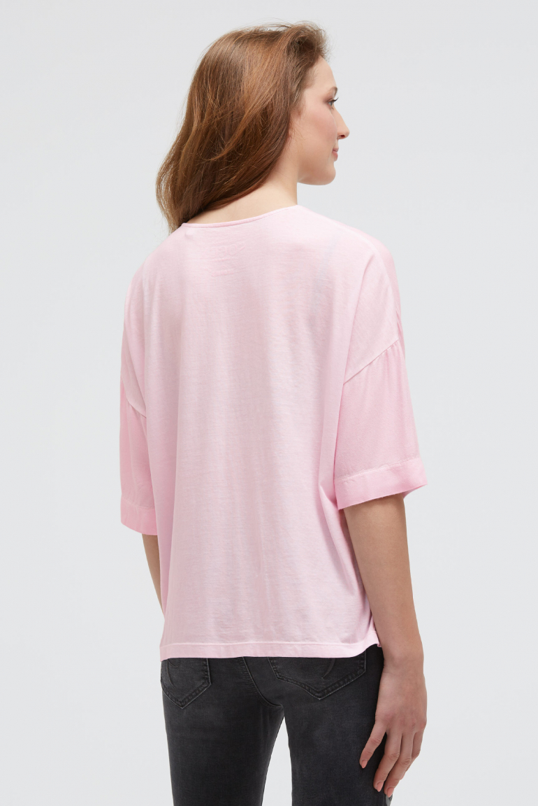 Shirt im Materialmix mit Folienprint