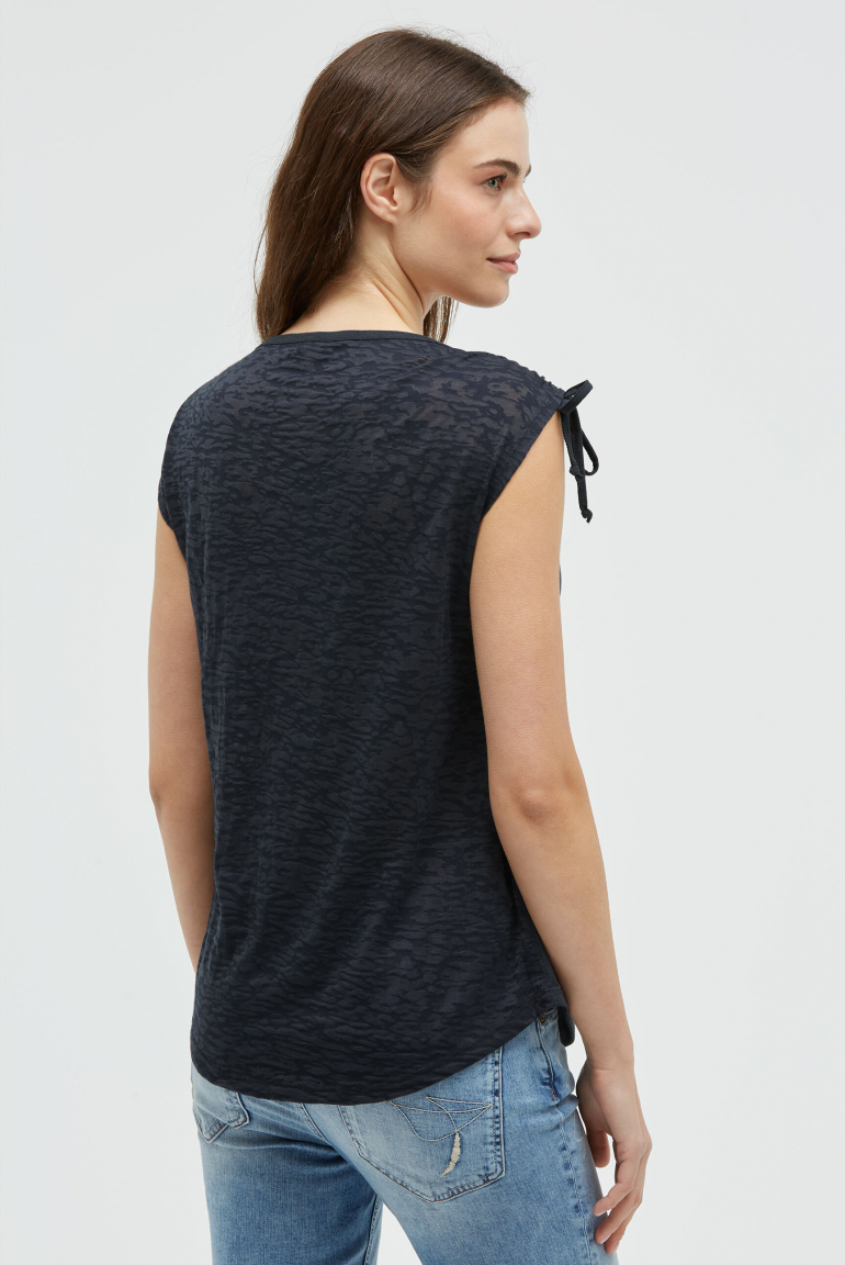 Shirt im Materialmix mit Schulterraffung