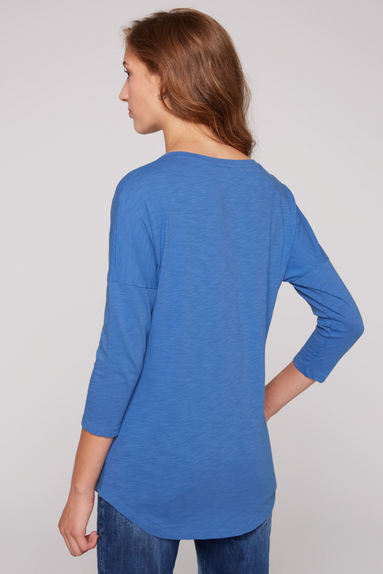 Shirt mit 3/4-Ärmeln und buntem Wording Print