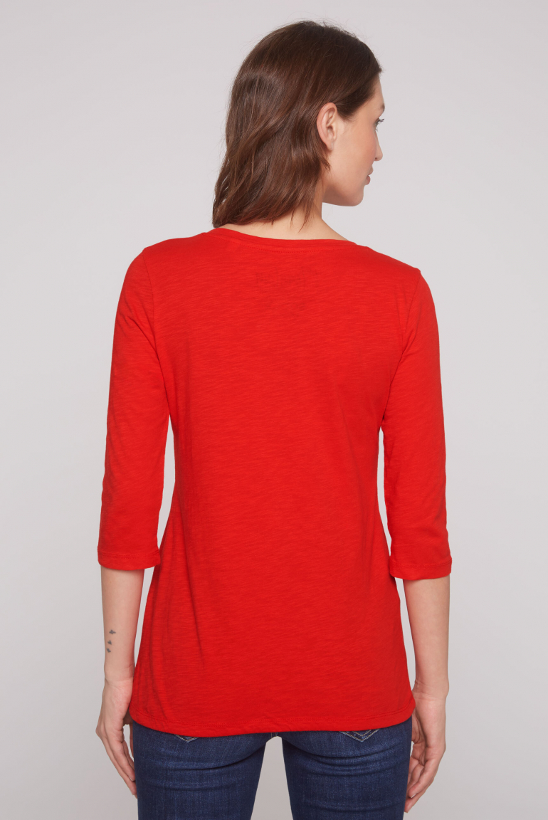 Shirt mit V-Ausschnitt und Tunnelzugband im Saum