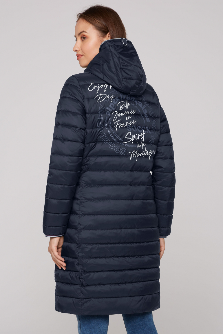 Stepp-Parka mit Kapuze und Rücken-Print