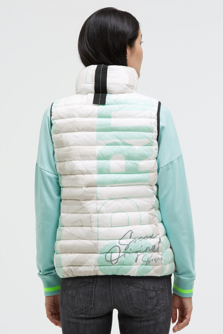 Steppweste mit Kapuze im Kragen und All Over Print