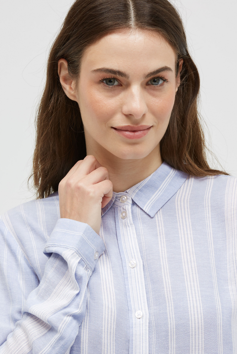 Streifenbluse mit Rücken-Artwork