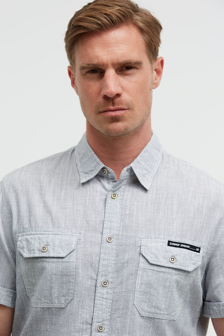 Streifenhemd Kurzarm mit Backprint
