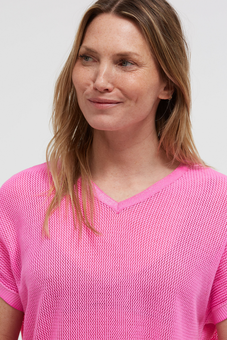 Strickshirt mit V-Ausschnitt und Backprint