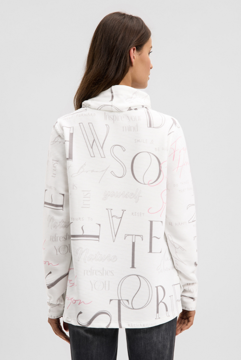 Strukturiertes Sweatshirt mit hohem Kragen und Artwork