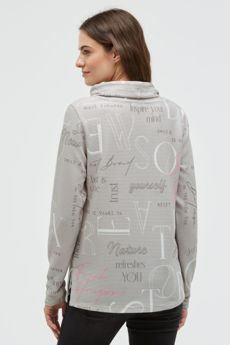 Strukturiertes Sweatshirt mit hohem Kragen und Artwork