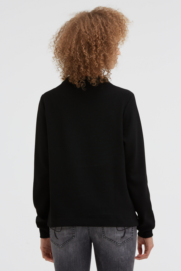 Strukturiertes Sweatshirt mit Stehkragen und Print