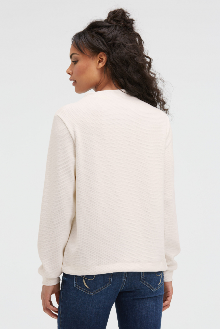 Strukturiertes Sweatshirt mit Stehkragen und Print