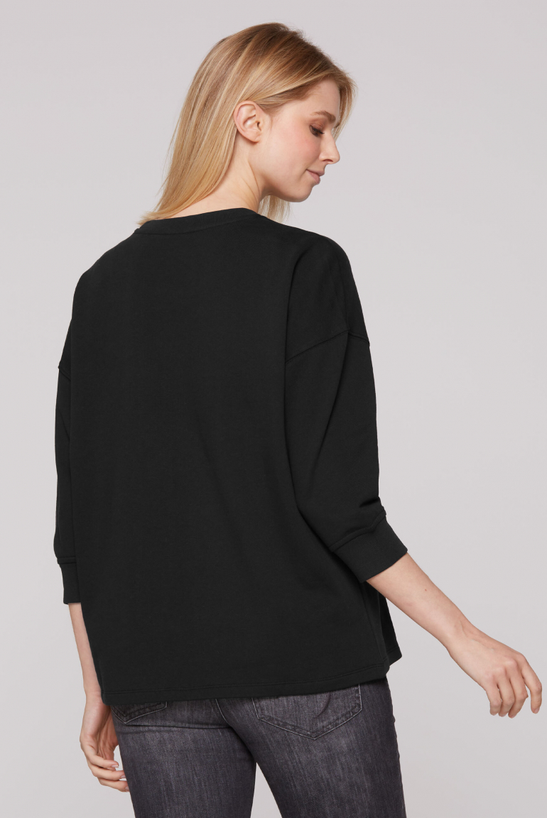 Sweatshirt mit Wording Print und 3/4-Arm