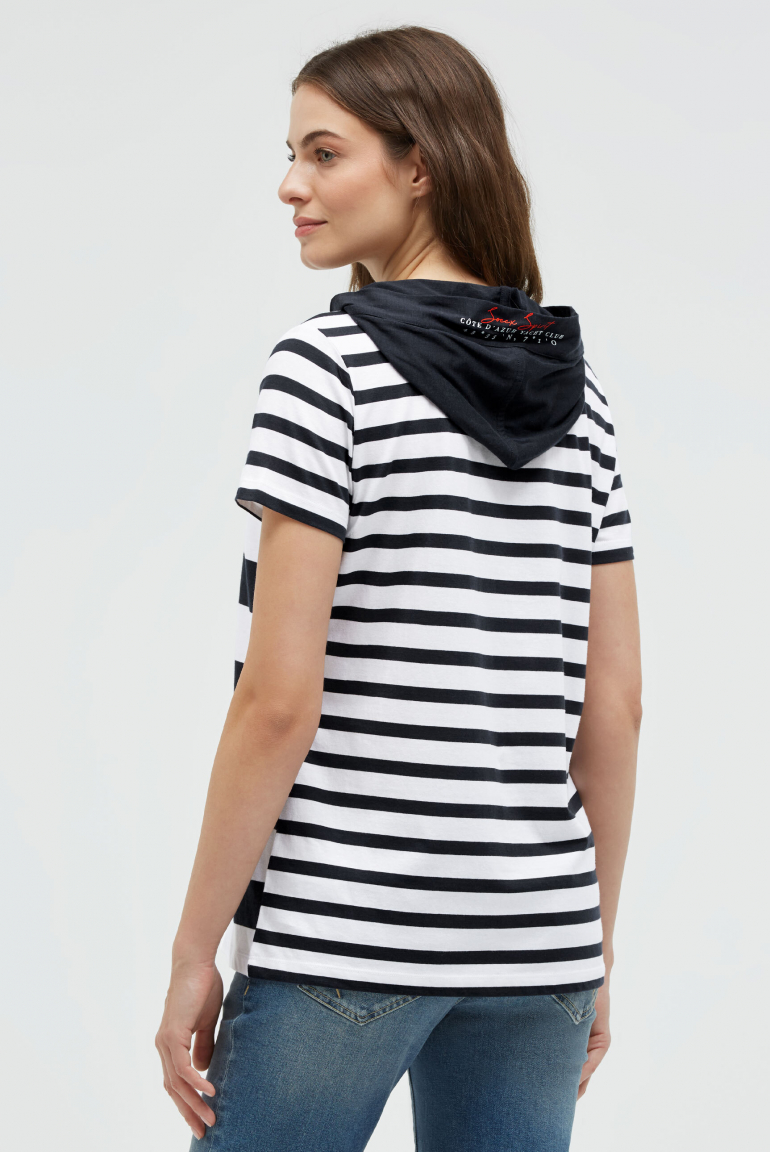 T-Shirt mit Streifen-Design und Kapuze