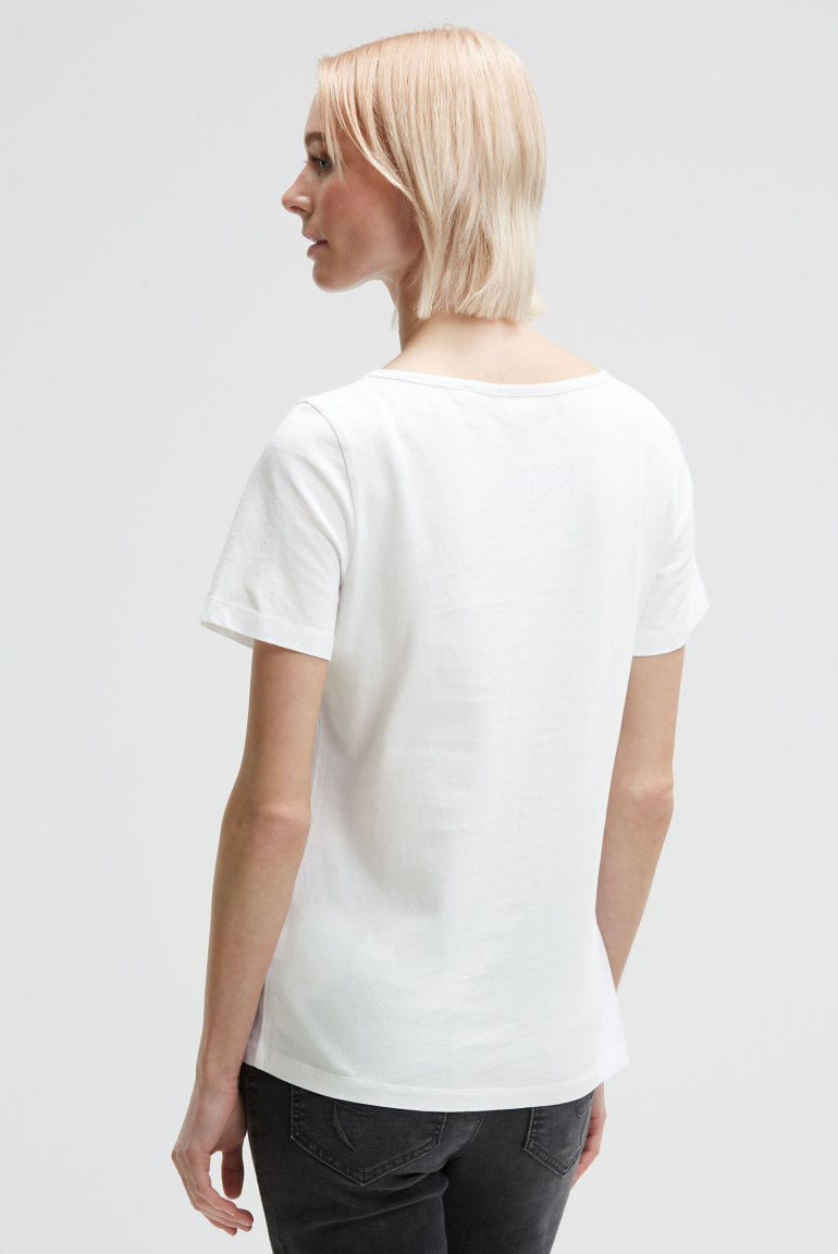 T-Shirt mit U-Boot-Ausschnitt und Artwork