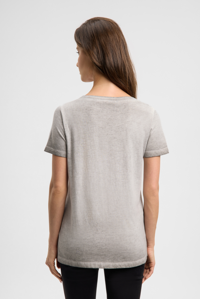 T-Shirt mit U-Boot-Ausschnitt und Artwork