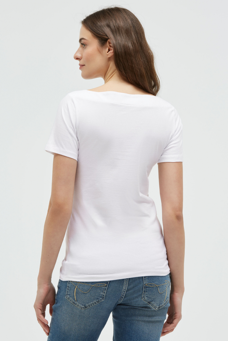 T-Shirt mit U-Boot-Ausschnitt und Artwork