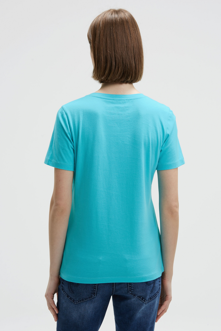 T-Shirt mit V-Ausschnitt und Artwork