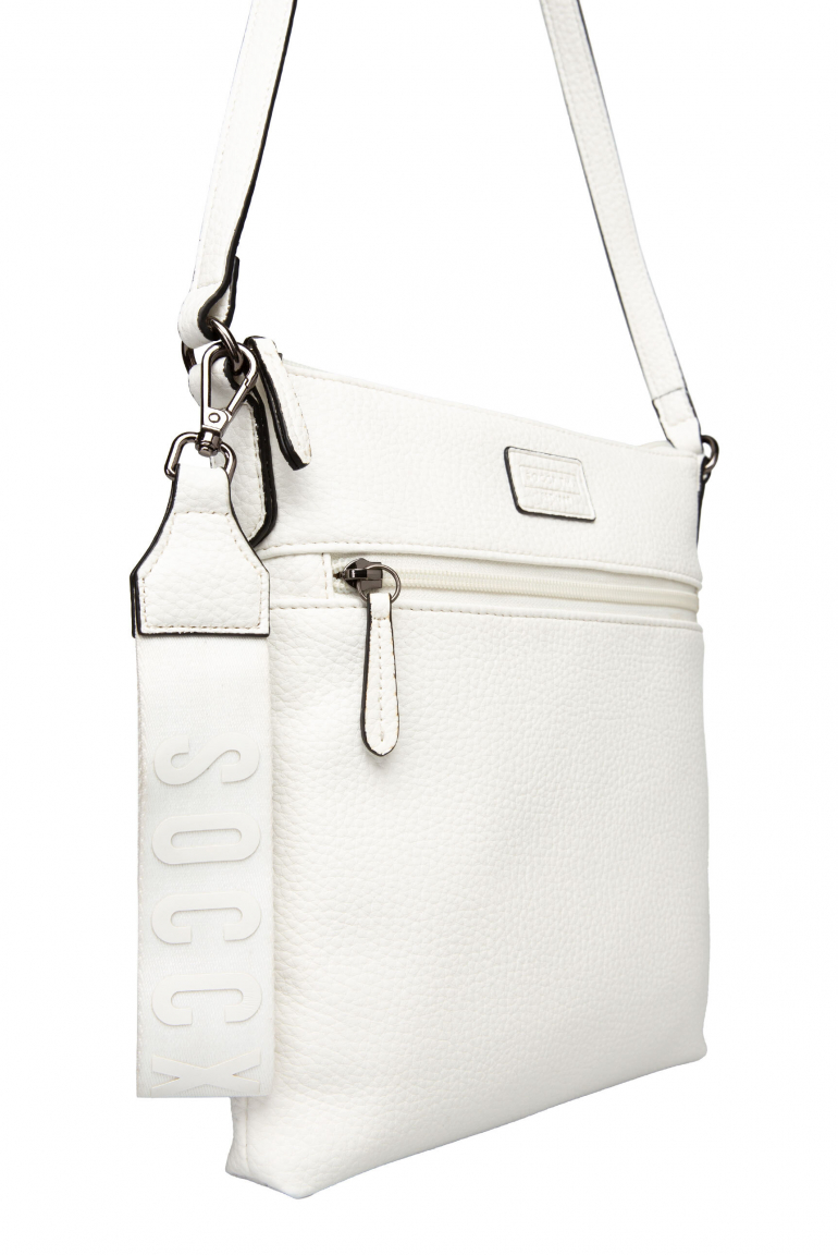 Umhängetasche aus Lederimitat mit Logo-Anhänger