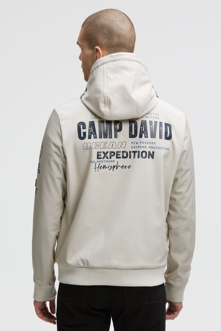 Winter-Blouson im Materialmix mit Rücken-Print