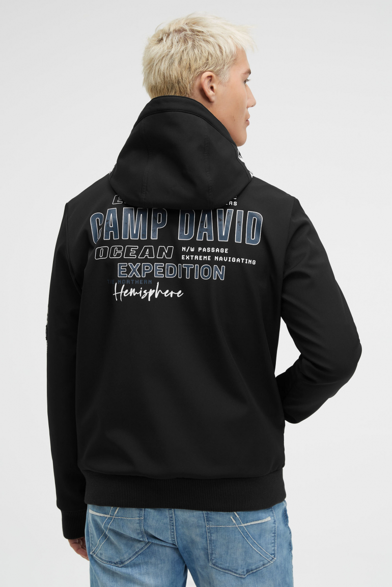 Winter-Blouson im Materialmix mit Rücken-Print