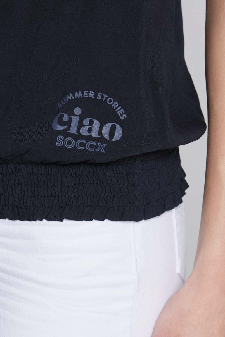 Ärmellose Bluse mit Rücken-Artwork