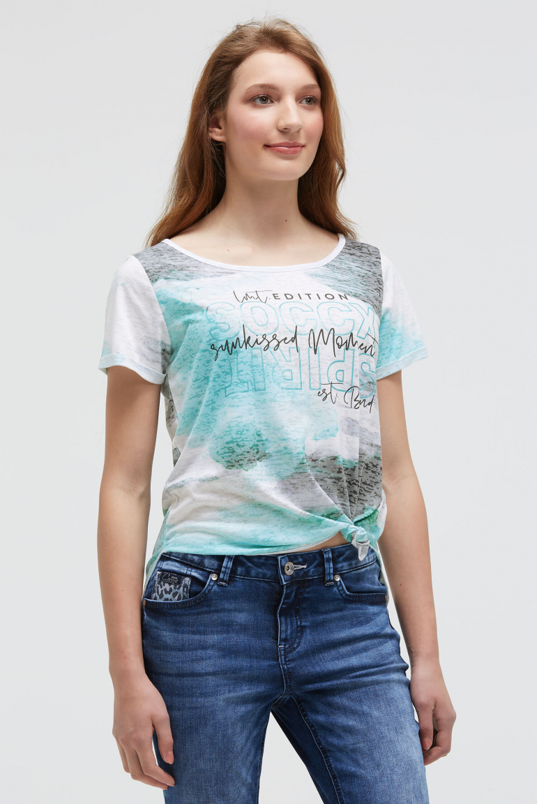 Ausbrenner-T-Shirt mit All Over Print