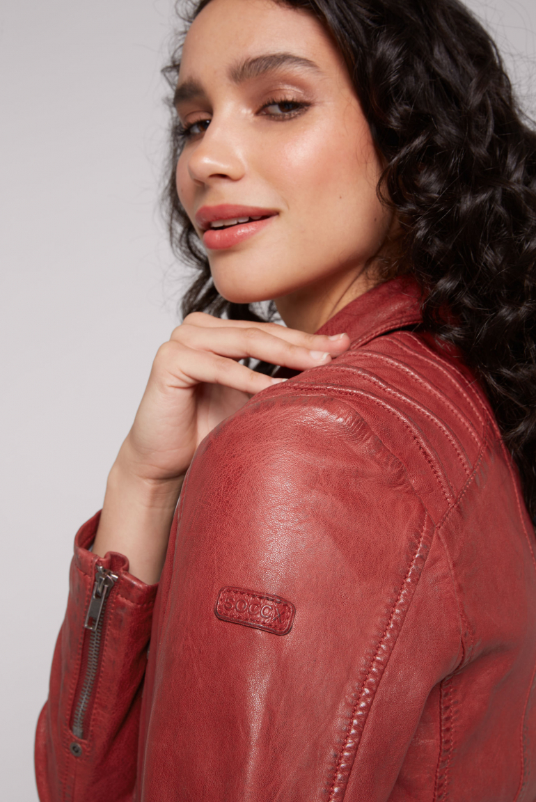 Bikerjacke aus Leder im Vintage Look