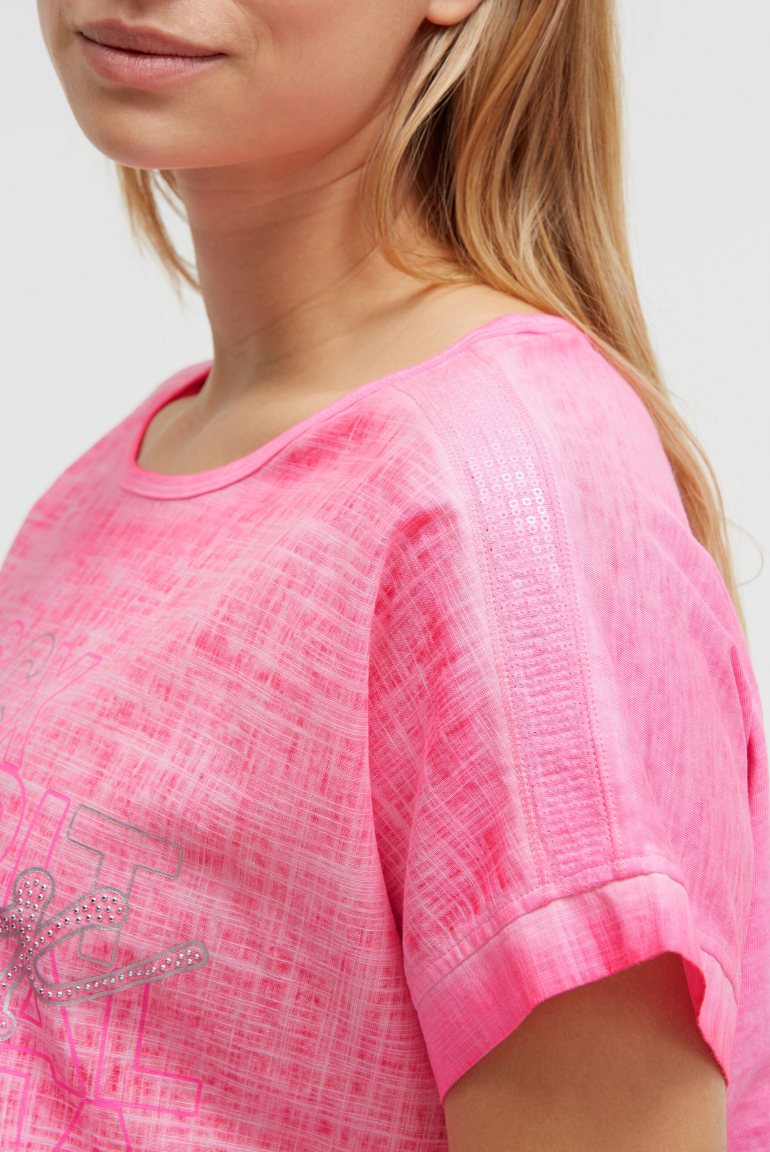 Blusenshirt im Stoffmix mit Artwork