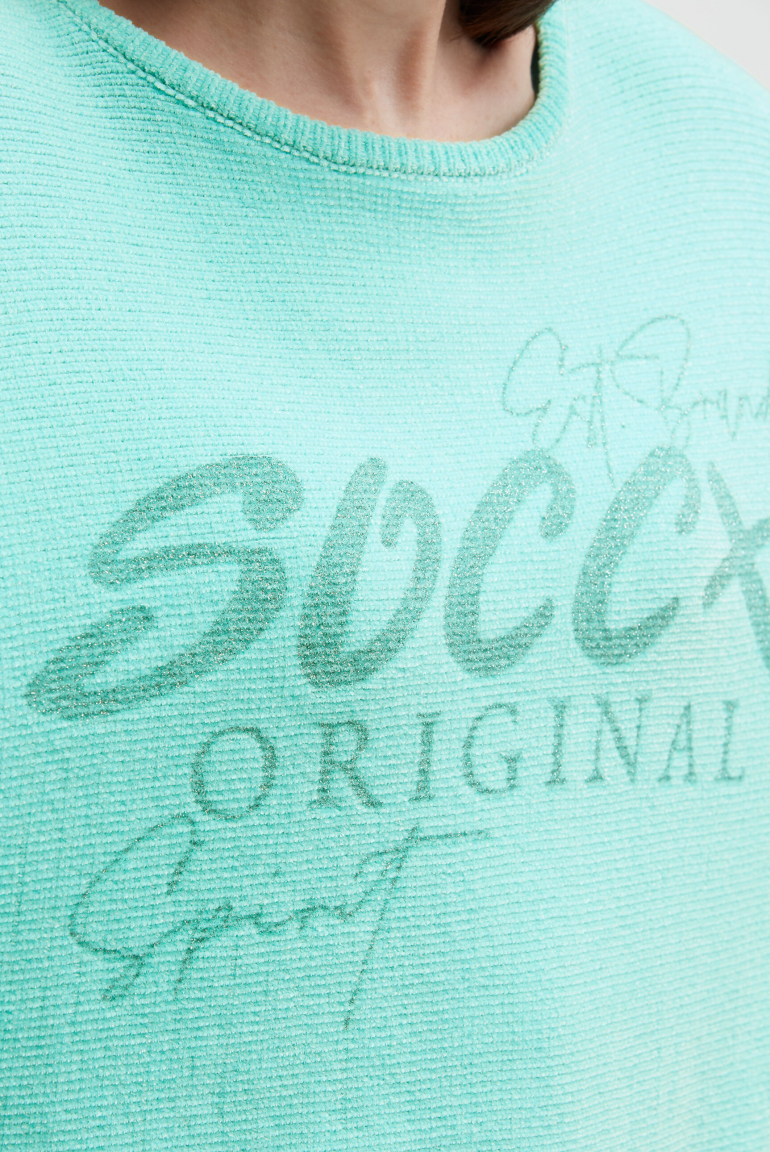 Chenille-Pullover mit Glitter Print