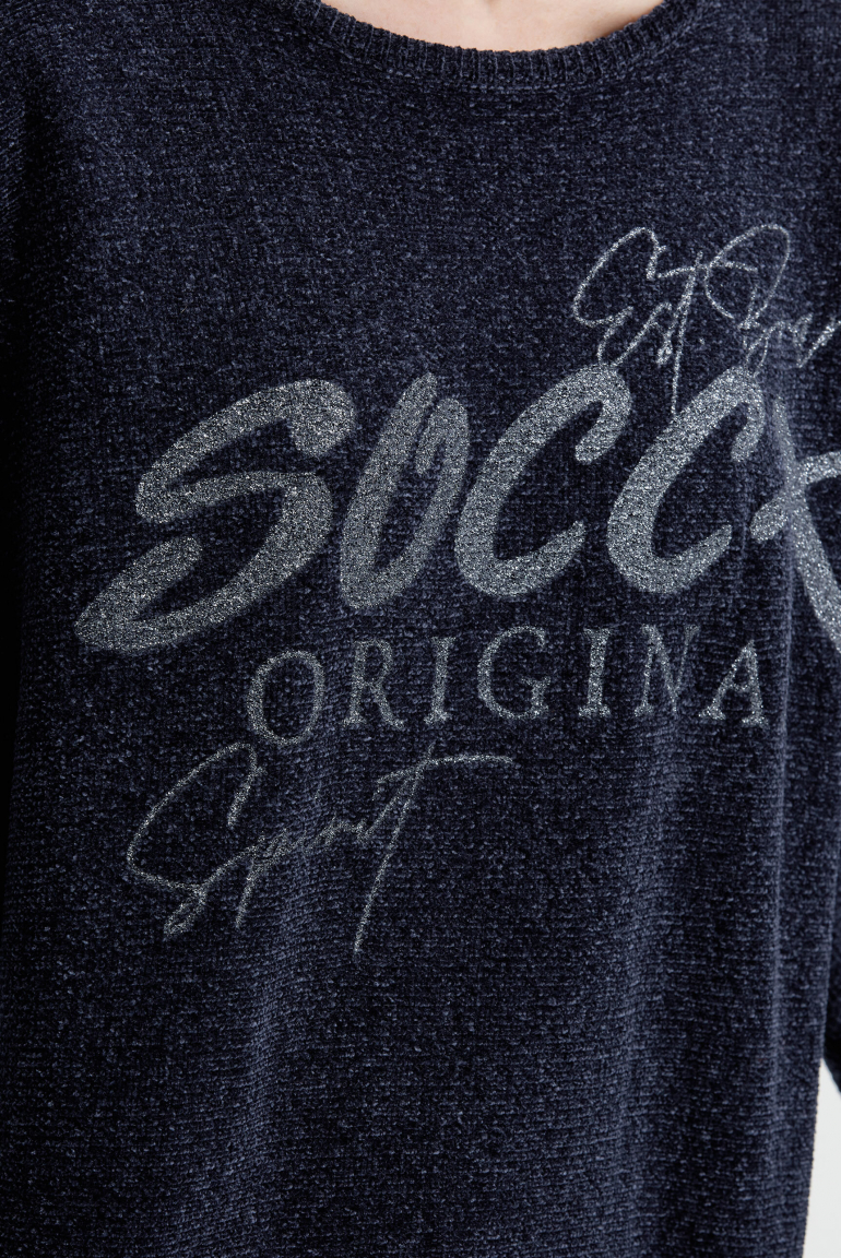 Chenille-Pullover mit Glitter Print