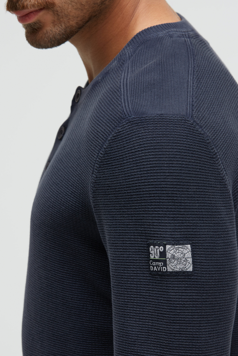 Henley-Pullover Stone Washed