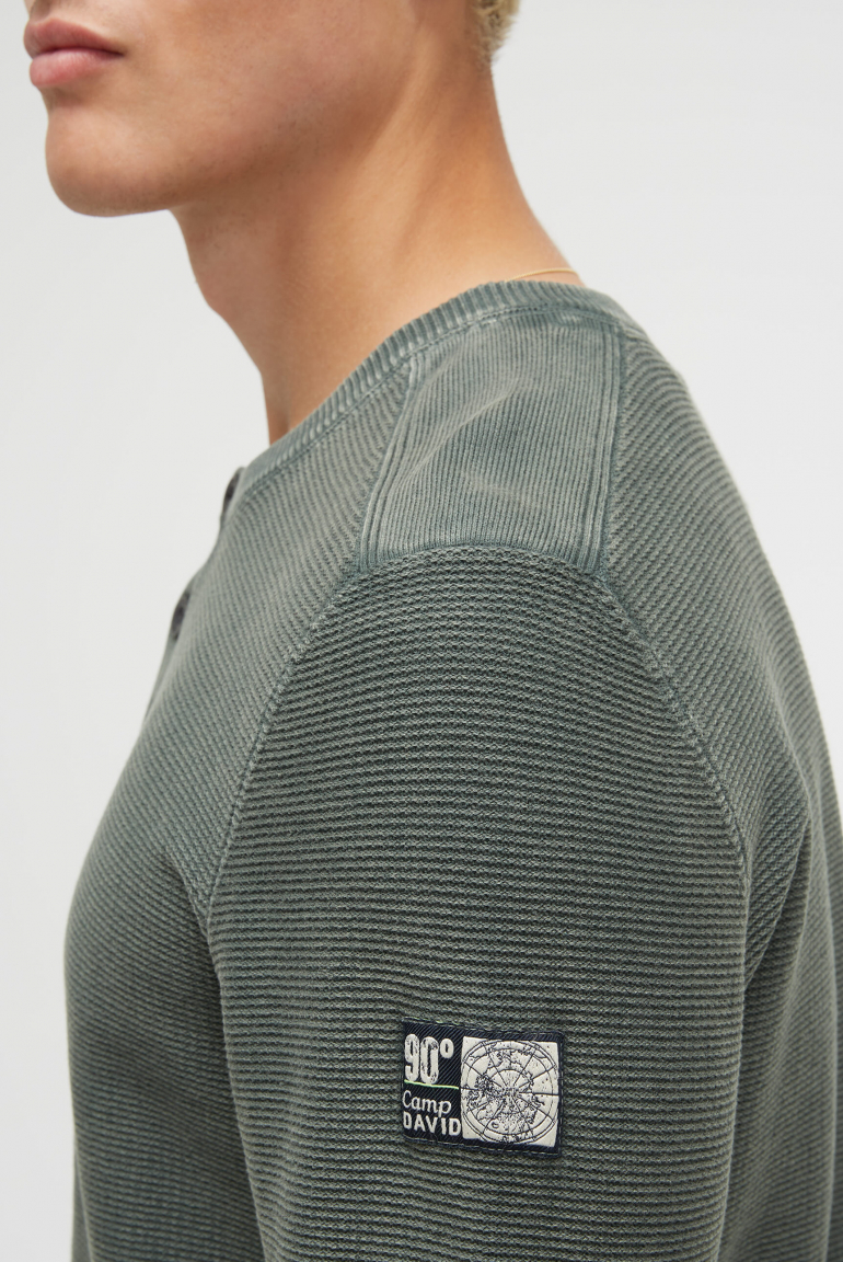 Henley-Pullover Stone Washed